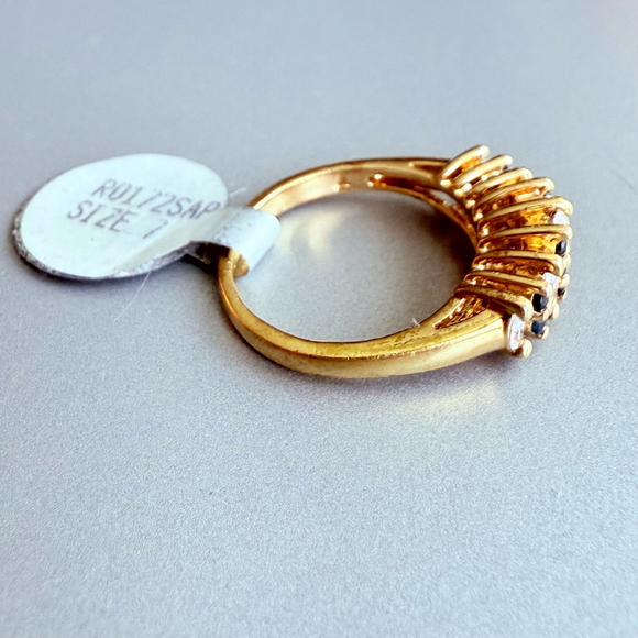 Harlequin Spinel & Cubic Zirconia 925 Sterling Silver 18K Vermeil Cocktail Ring - Picture 3 of 9